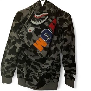 Bape Black Camouflage Shark Hoodie